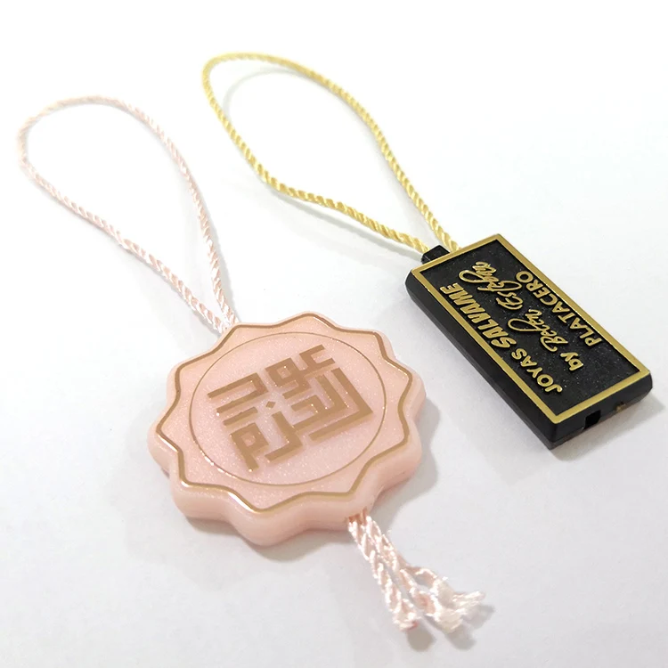 

Custom embossed logo rose gold foil reusable retail plastic product price hand golf bag tags lock for jewelry