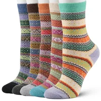 

Custom Fashion Multicolor Design Vintage Thick Socks Wool Cotton Women Socks Winter Warm Knitted Crew Socks