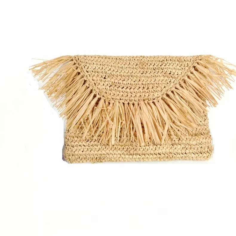 

Raffia Straw Crochet Clutch Bag Evening Bag with Tassels