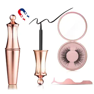 2019 Newest Private Label Cosmetics Makeup 3D Magnet False Eyelashes Kit Waterproof Liquid Magnetic Eyeliner With Tweezer Set