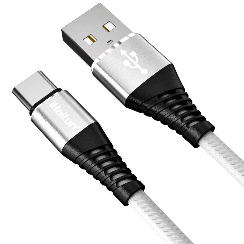

IHAITUN Brand Inventory Nylon Braid Shinning custom cable usb c 2.0, Gun-black or customized