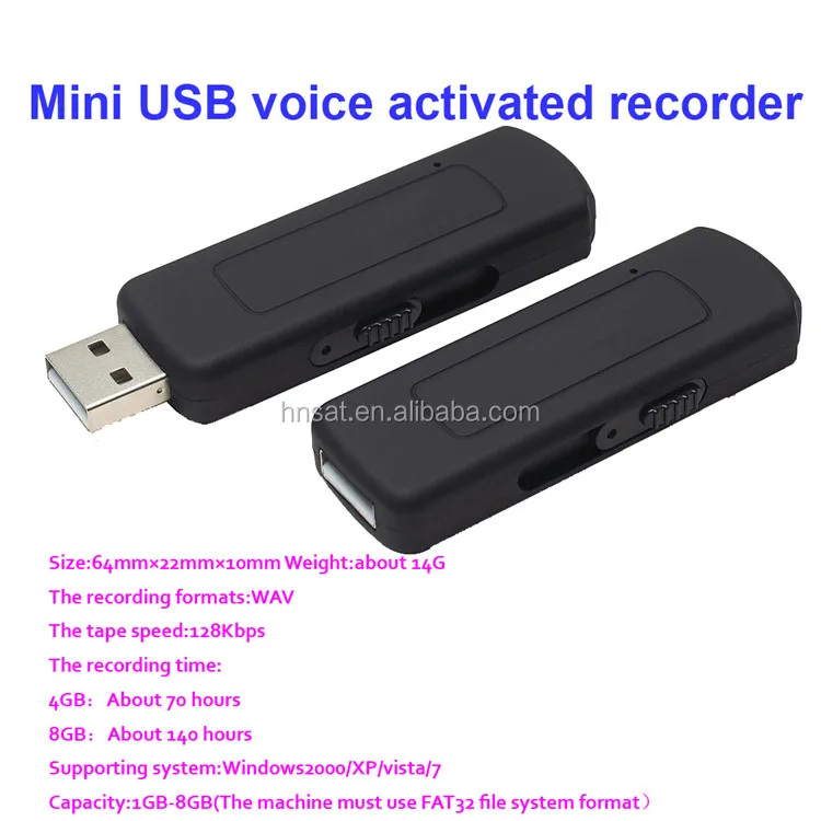 spy hidden usb voice recorder with VOX voice activated recording HNSAT UR-09 4GB 8GB 16GB