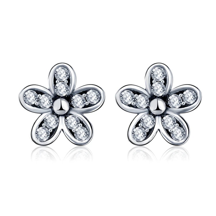 

LZSHINE 2018 flower ear stud 925 sterling silver women accessories earring PSER0001, As picture