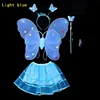 Child Kid Double Layer Twinkling Luminous Butterfly Wing Dancing Birthday Holiday