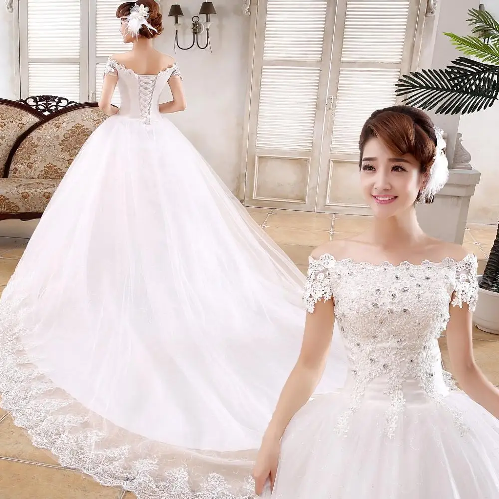 Wholesale Korea Style Beaded Lace Bridal Wedding Dress/Gown with fish tail
