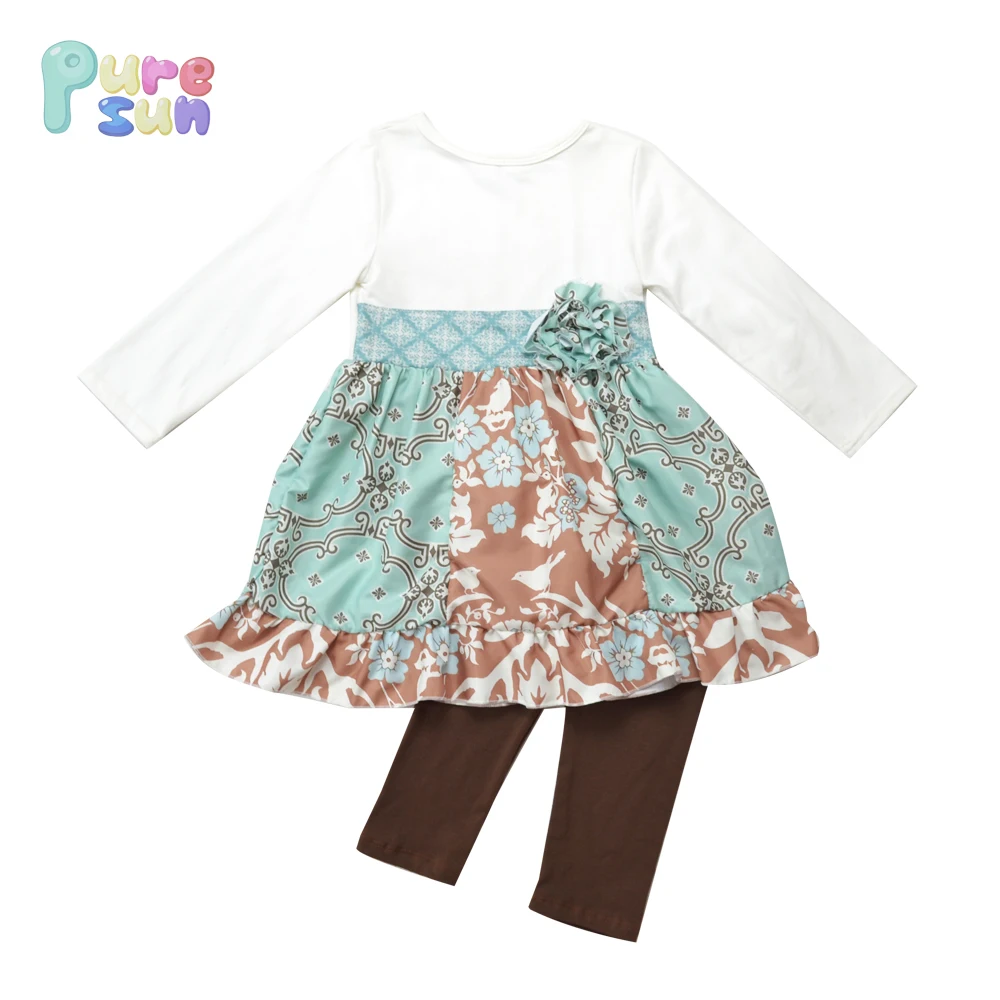 Organic Cotton Baby Clothing 2 Pcs Sets Longsleeve Skirt Leggings