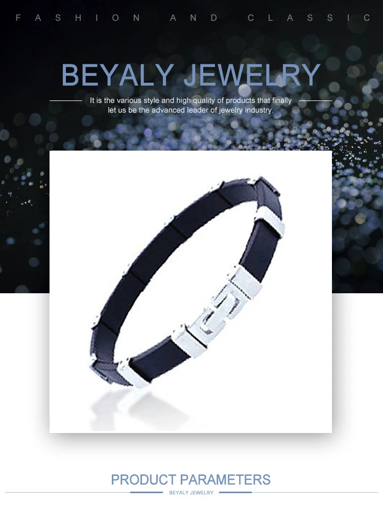 Black no harm titanium mens leather bracelets jewelry as good gifts
