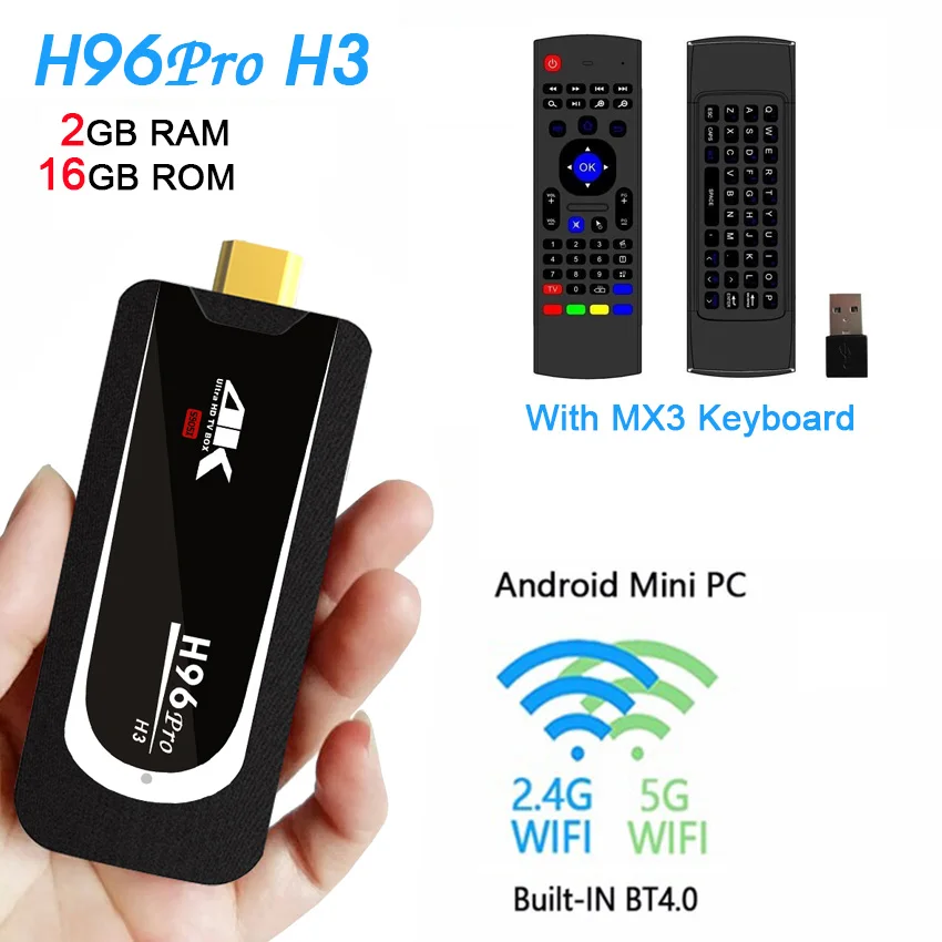 

Latest Amlogic S905x Android 7.1 Fire TV Stick 4K kd 16.1 2GB Ram Android Mini PC H96 pro H3 with mx3 wireless remote, N/a