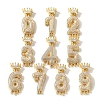 

Wholesale 0-9 Custom Crown Bail Drip Initials Bubble Number cubic zirconia necklace jewelry