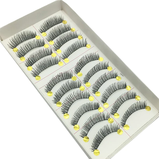 

Boutique Taiwan natural nude makeup cross thick handmade false eyelashes factory direct, Black