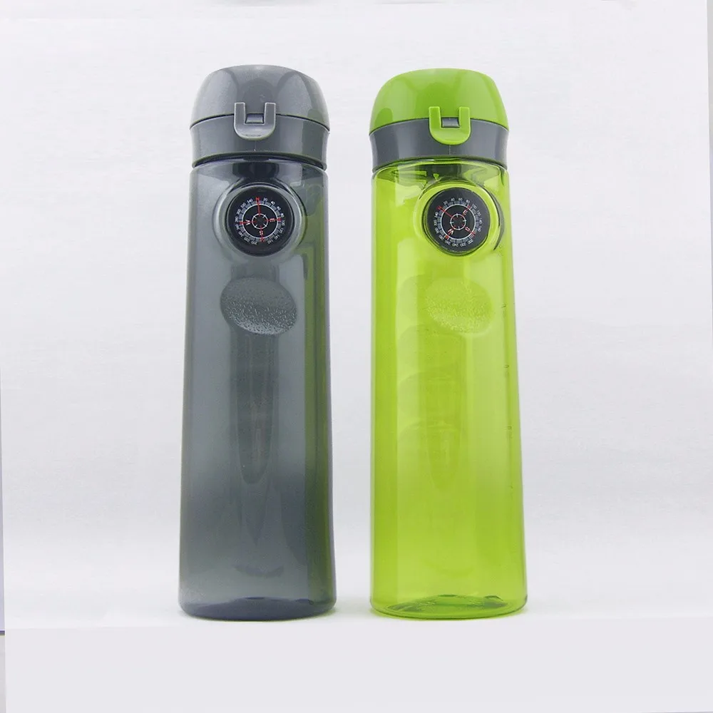 

new inventions in china 2019 empty plastic sport water bottle with compass, Green/gray customizable