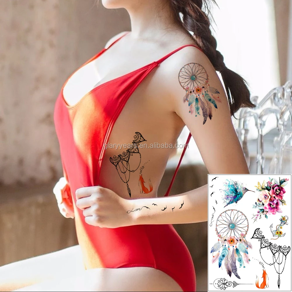 

Customs Watercolor Drawing Body Temporary Tattoo Sticker for Women Men DIY Body Makeup in stock, Metallic / colorful / customized