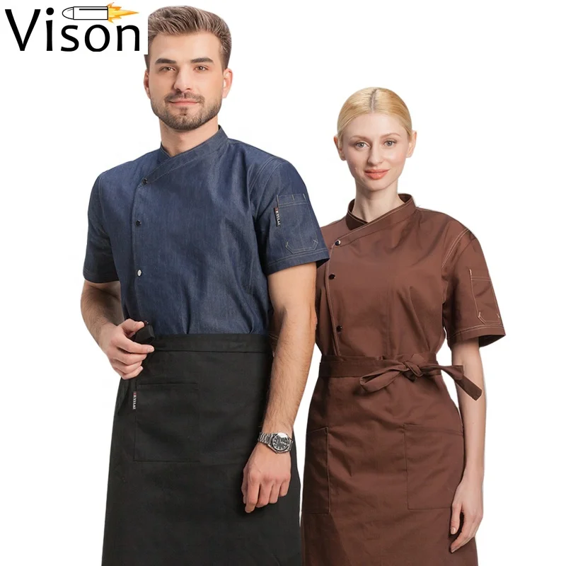 

kitchen chef uniform kitchen clothing kitchen cooking clothes, Blue;brown