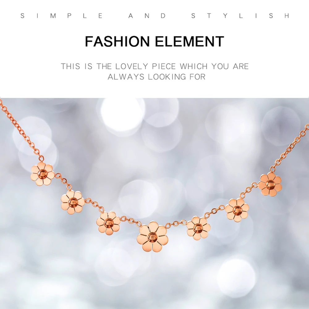 New Products 2019 Women Girls Rose Gold Charm Flower Pendant Necklace