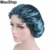 Cheap decorative border satin bonnet sleep cap for women