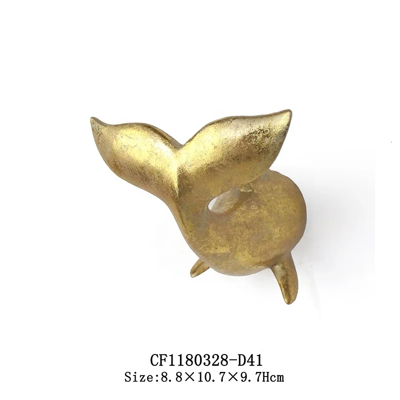 Hooks Decorative Gold Leaf Decorations Resin Whale Tail Sculpture Wall Decor manufacture