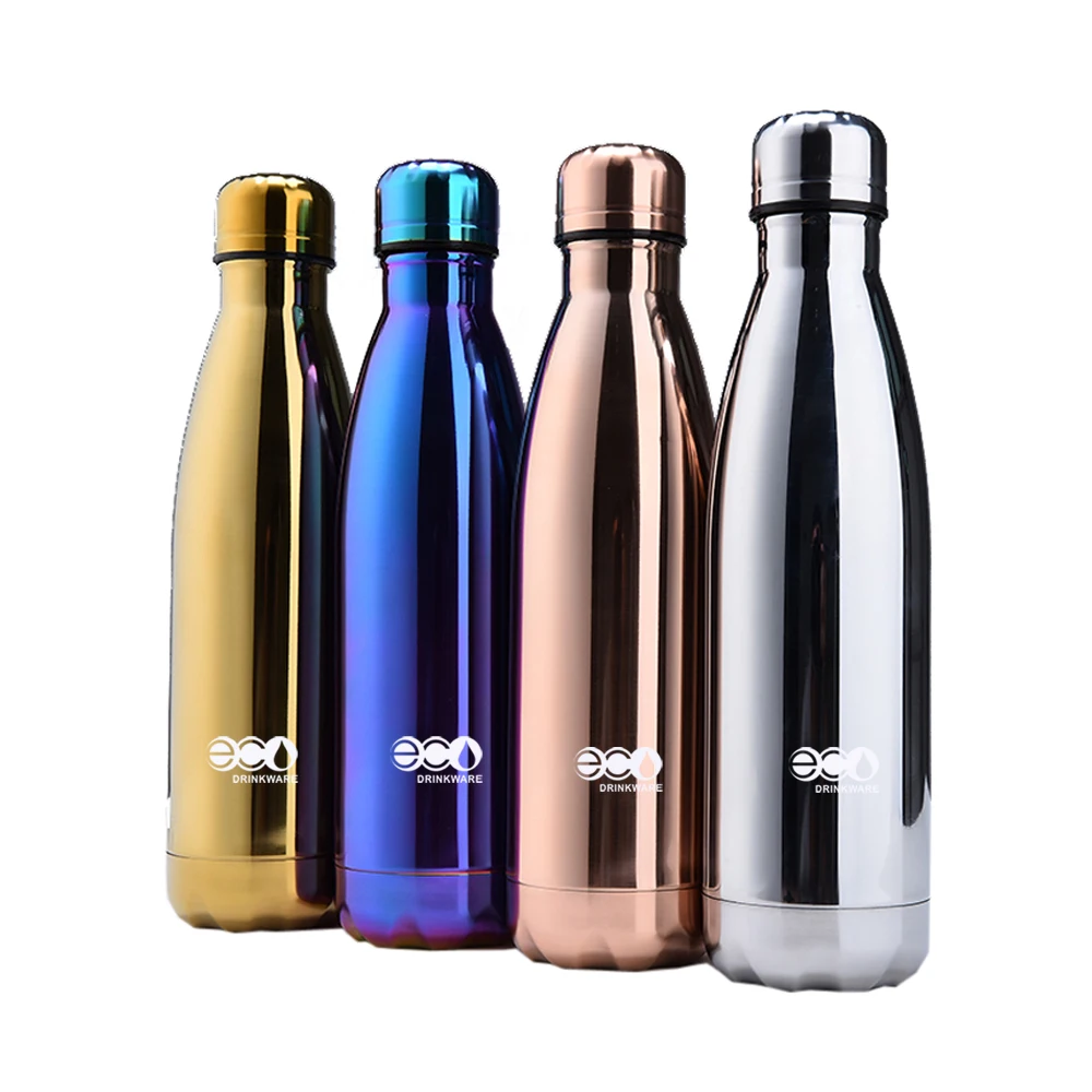 

GV003 500ML/17OZ In Stock Double Wall electroplate shiny rainbow Stainless Steel cola shaped Vacuum Insulated bottle thermos