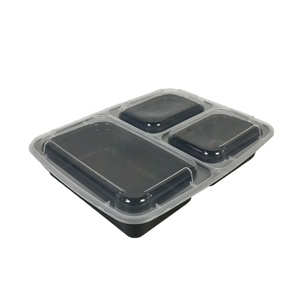 

1000ml compartment meal prep containers with lids/container storage food/disposable container box wholesale, Black