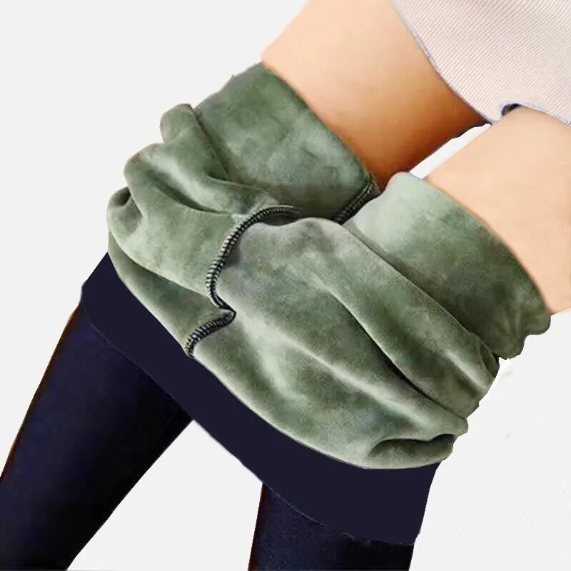 

Best selling design thick 300g plus size women black warm winter leggings