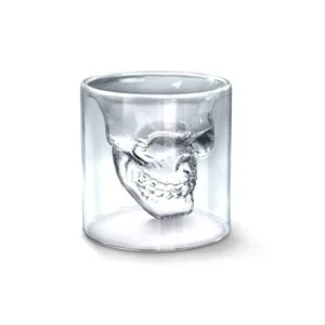 Image of Insulated double wall glass cup, Skull Coffee Mug, skull cup