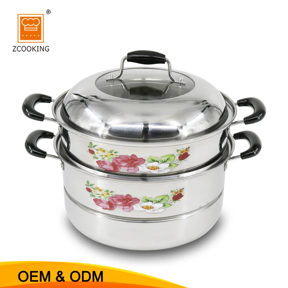 Chinese Steamer Sandwich Bottom Stainless Steel Steamer 30cm Cookware