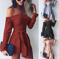 

2019 Amazon EBAY Women Fashion Jumpsuit Quick Sale Long Sleeve Splicing Ladies Solid Color Pink Black Jumpsuit