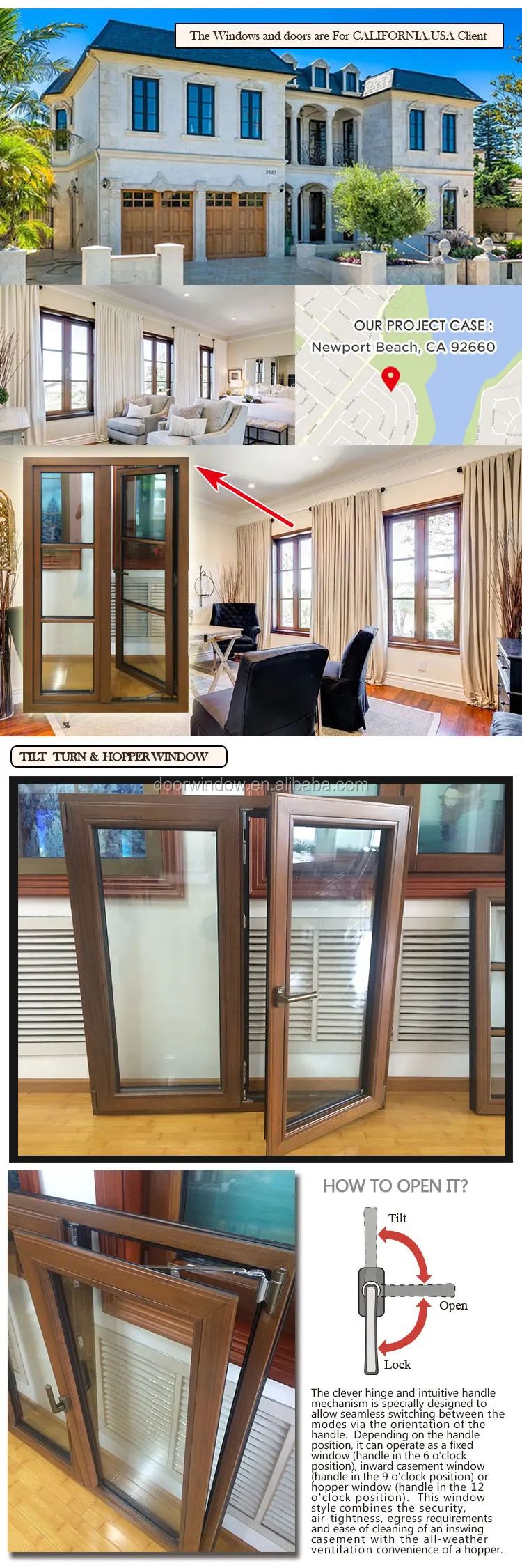 Special material casement window french soundproof windows