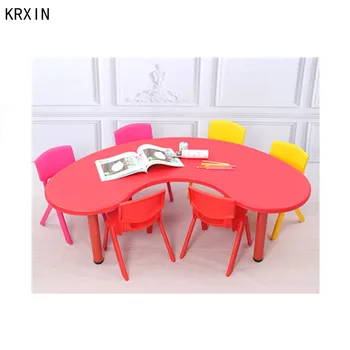 Krxin Red Color Half Moon Shape Indoor Kids Plastic Table With Chairs For Sale Buy Plastic Table With Chairs Kids Plastic Table With Chairs Indoor