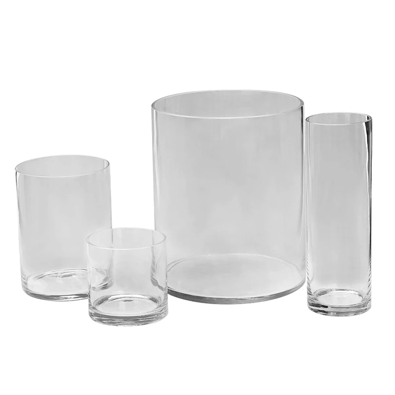 Goede Transparante Cilinder Vorm Bruiloft Glas Vazen Groothandel Home ZS-96