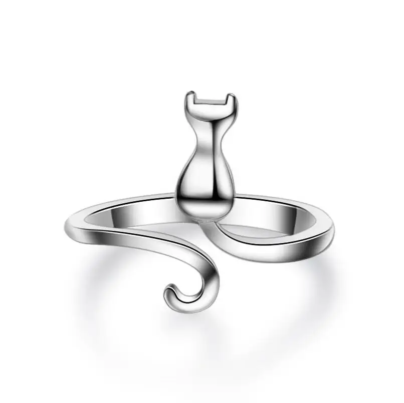 

Fashion silver plated Cute Cat Ring Adjustable ring, N/a