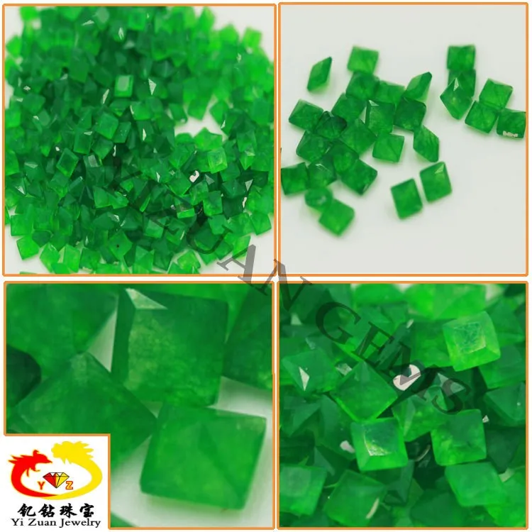 Hot Sale Square Princess Facet Cut Jade Stone Green Malay Raw Jade
