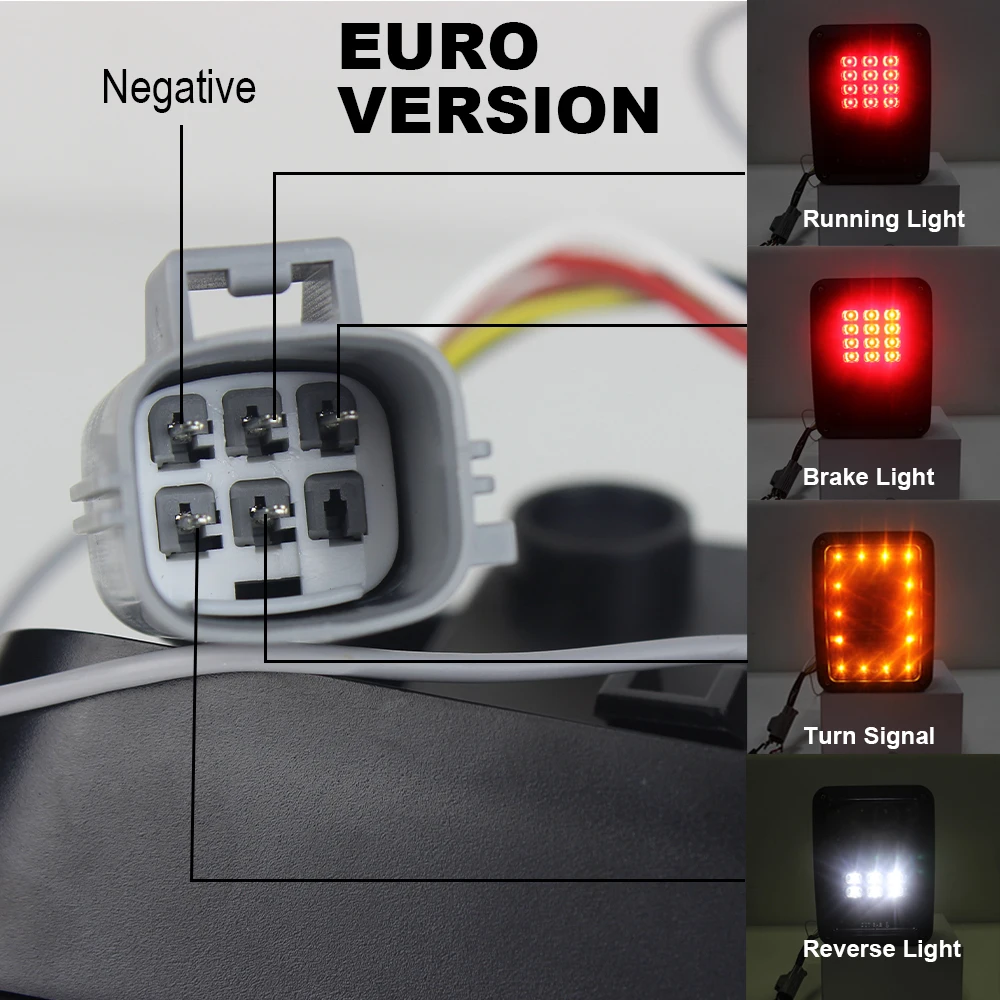 2X LED Rear Tail Light Brake Turn Signal Reverse Used For Jeep Wrangler JK 2007-2017 EU Version