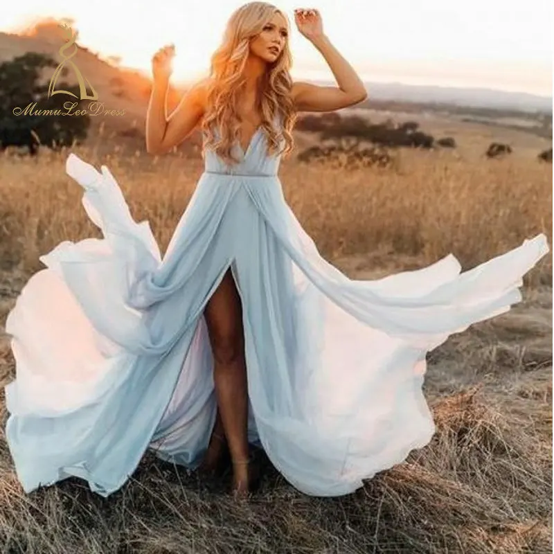 

Plain Long Latest Flow Elegant Top Designer Gown Lady Western Formal Bohemian Chiffon Woman Evening Prom Party Dress