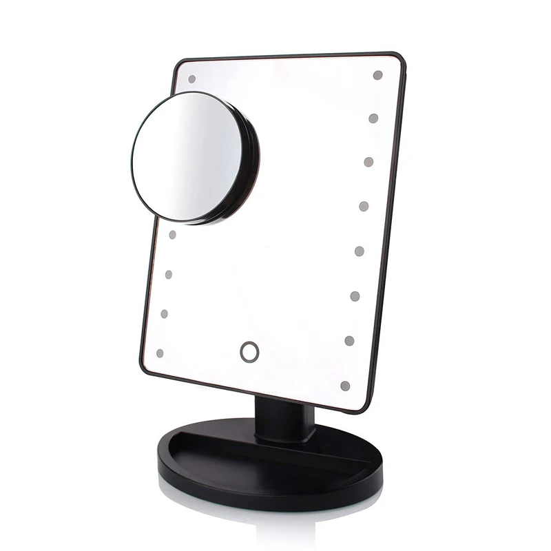 

16 LED lights Touch Screen Professional Makeup Tabletop Mirror, Black/white
