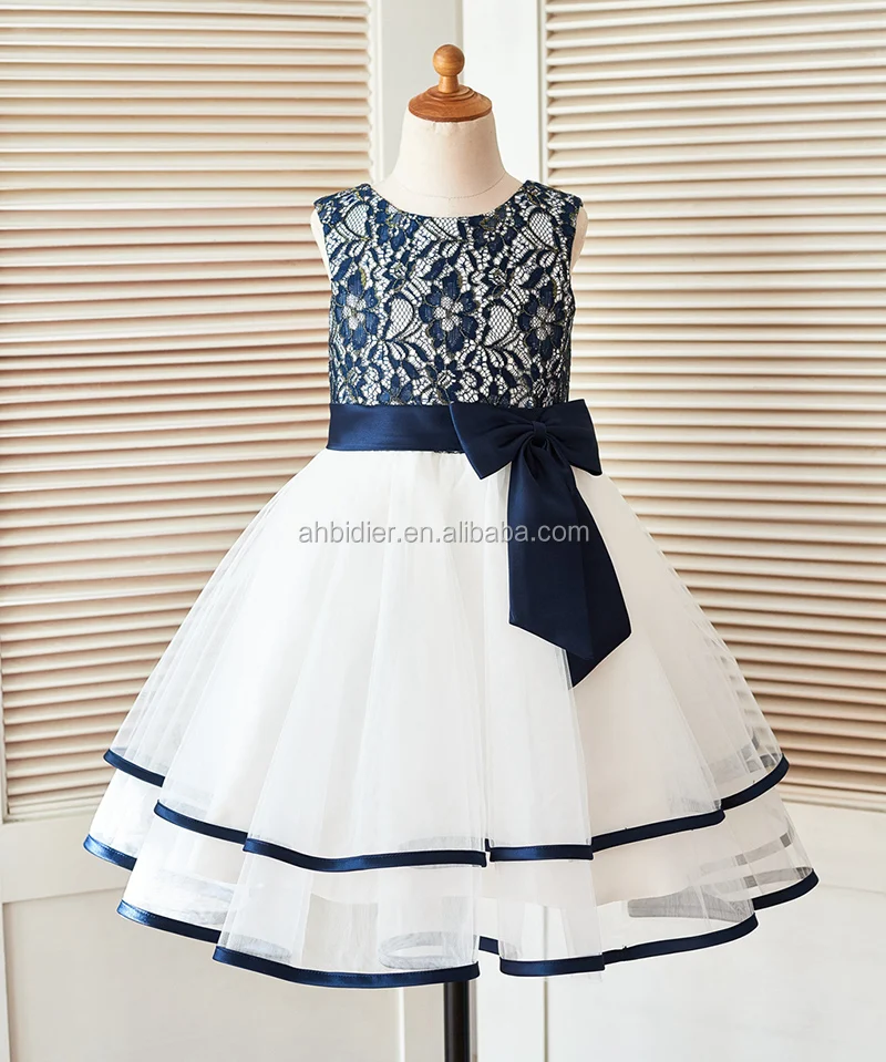 ivory and navy flower girl dress