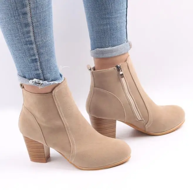 thick high heel ankle boots