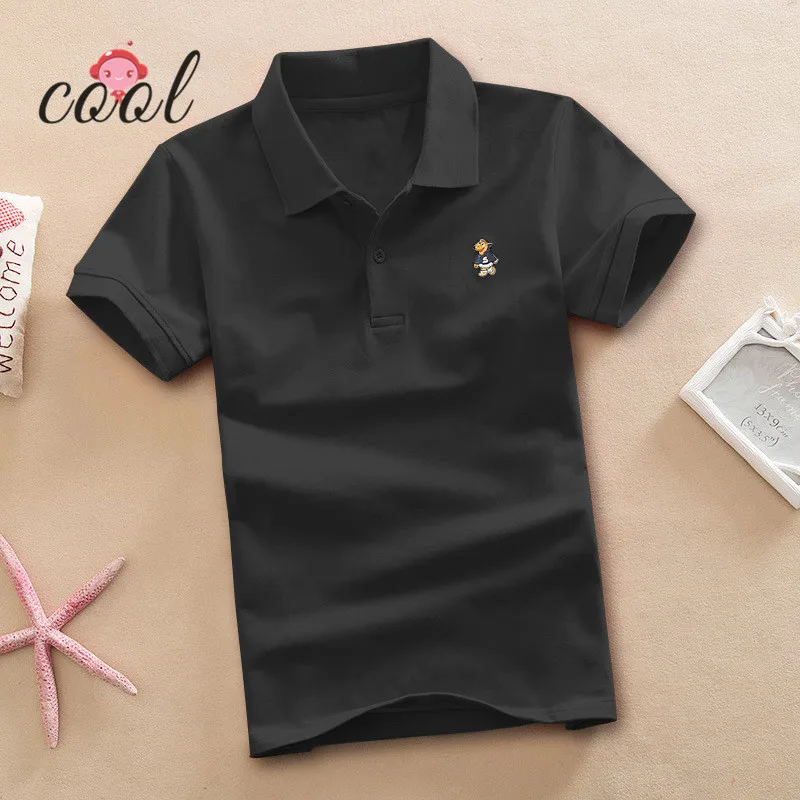

2019 summer kids clothing pure color short sleeve black kids boys polo shirts