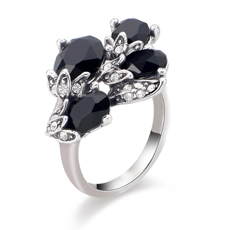 New Fashion Large Black Stone Rings Women's Gemstone Rings Buy Women's Gemstone Rings,Large