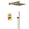Bathroom Wall Mounted dual functions top sprayer shower Brushed gold mixer Shower Faucet set