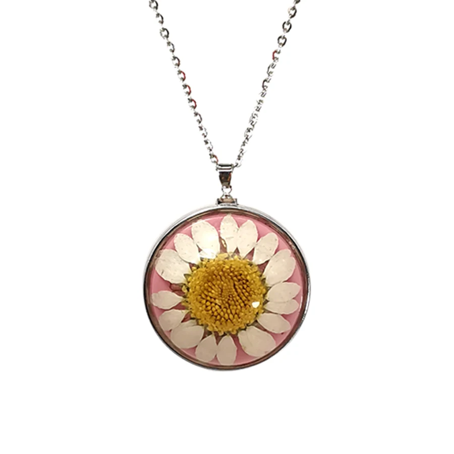 

acrylic daisy flower pendant lady stainless steel custom handmade boho jewelry fine supply resin women fashion necklace