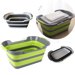 Image of New silicone collapsible foldable laundry basket plastic bag folding clothes storage basket