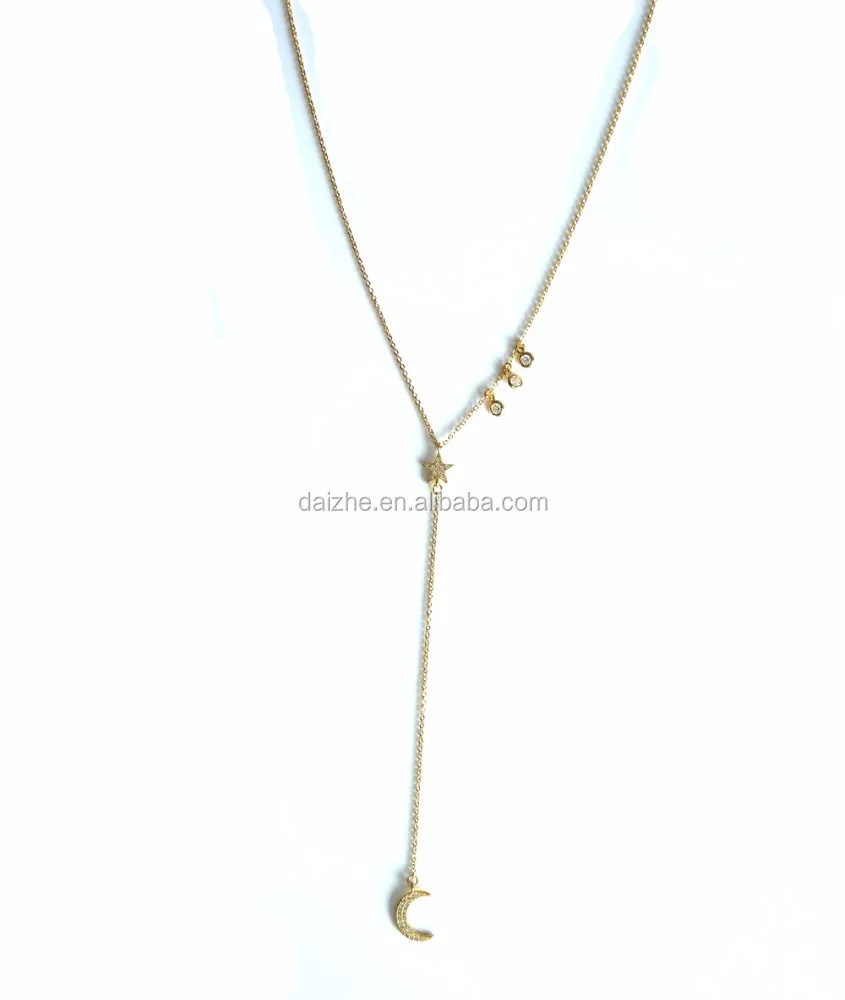 

high quality 925 sterling silver factory stock 100% 925 sterling silver gold filled star moon christmas gift necklace