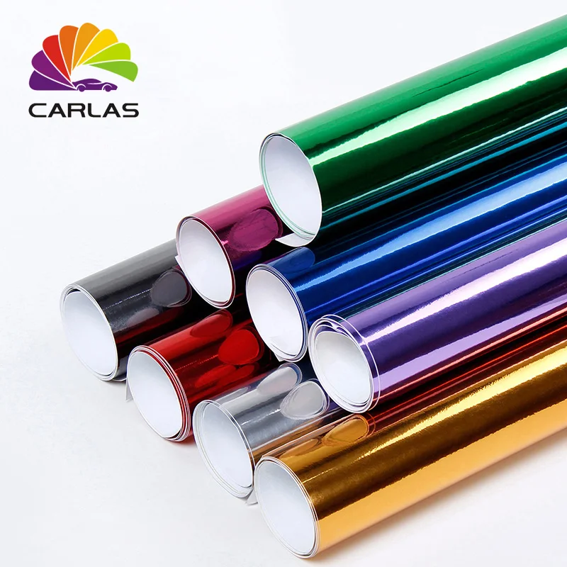 

Carlas 1.52*1M Glossy Metallic Chrome Car Vinyl Wrap Film Self adhesive Foil For Auto Wraps Stickers Color PPF