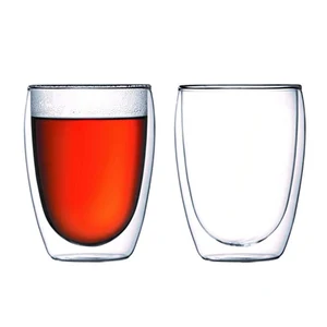 Image of 2019 Custom logo double wall glass cup coffee and wine glass mug double wall glass coffee cup