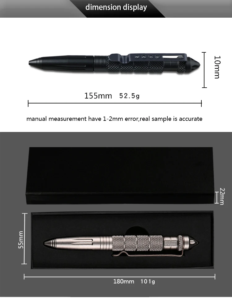 EDC Aluminum Alloy Self Defense Survival Pen Multifunctional Tungsten Steel Head