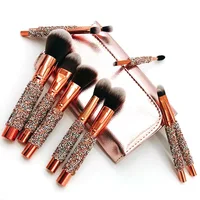 

10pcs Rhinestone Makeup Brush Set with PU Bag