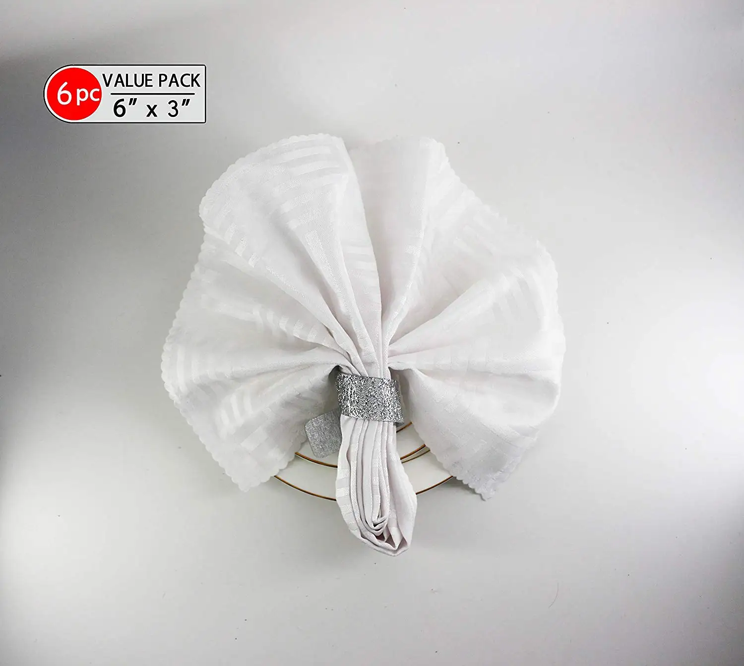 DANXYN Durable Quality Silver Acrylic Napkin Rings Set of 6