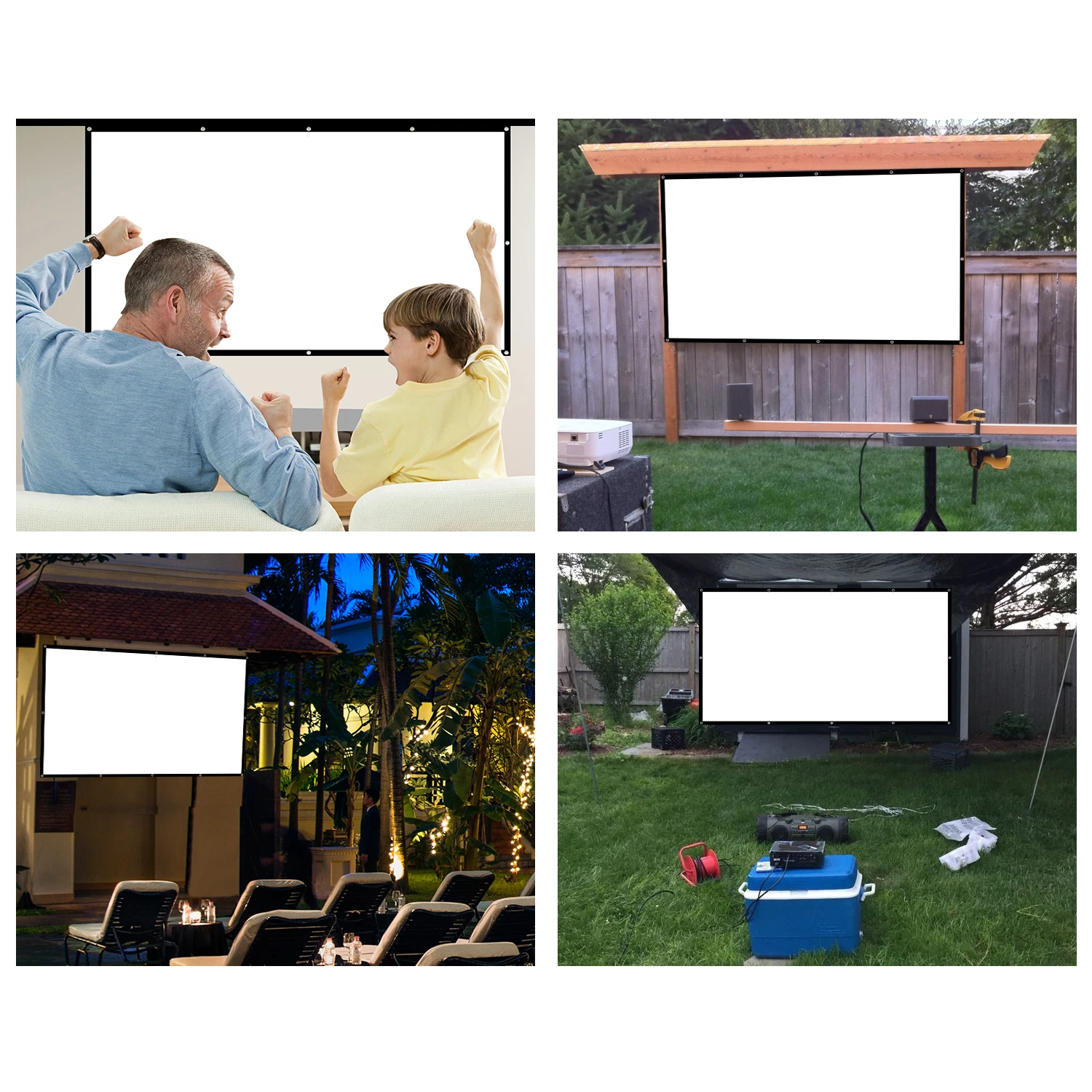 Polyester Projector Screen 120 Inches 16:9 Simple Soft Fabric Projector Screen Portable Foldable