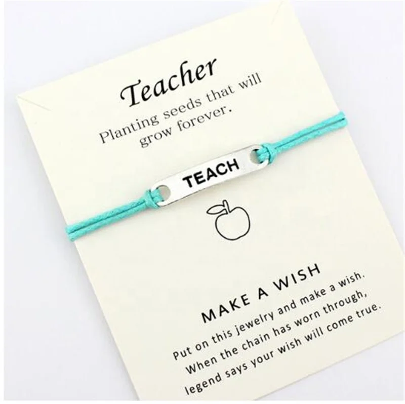 

Teach Apple Teacher Blessing Card Bracelets Greeting Bracelet Card Teach Blessing Bangles Teacher's Day Gift