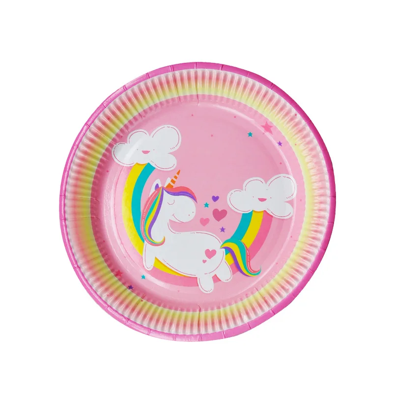 

8pcs Unicorn Paper Dessert Plates Cake Dish Party Tableware Disposable Kids Children's birthday 9inch Iridescent, N/a